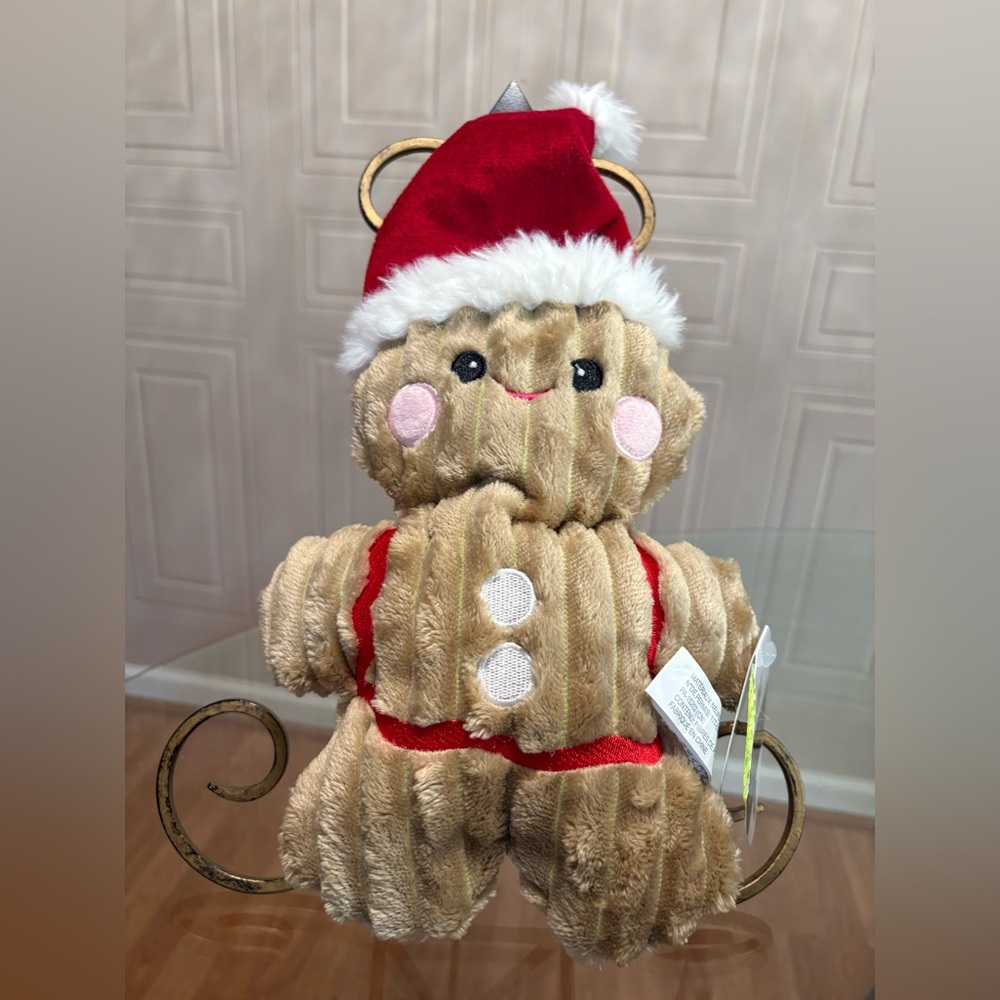 Hugglehounds  |  Christmas Gingerbread | Squeaky  Dog Toy 15” With Santa’s Hat